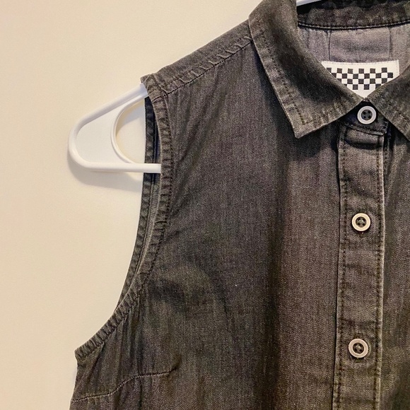 Vans Dark Blue Denim Button Down Sleeveless Top XS - Picture 9 of 13